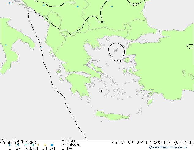 Cloud layer GFS Mo 30.09.2024 18 UTC