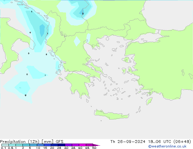 Precipitação (12h) GFS Qui 26.09.2024 06 UTC