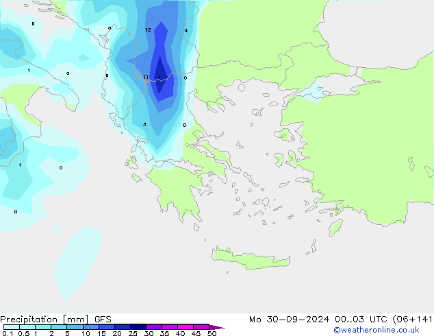 Precipitazione GFS lun 30.09.2024 03 UTC