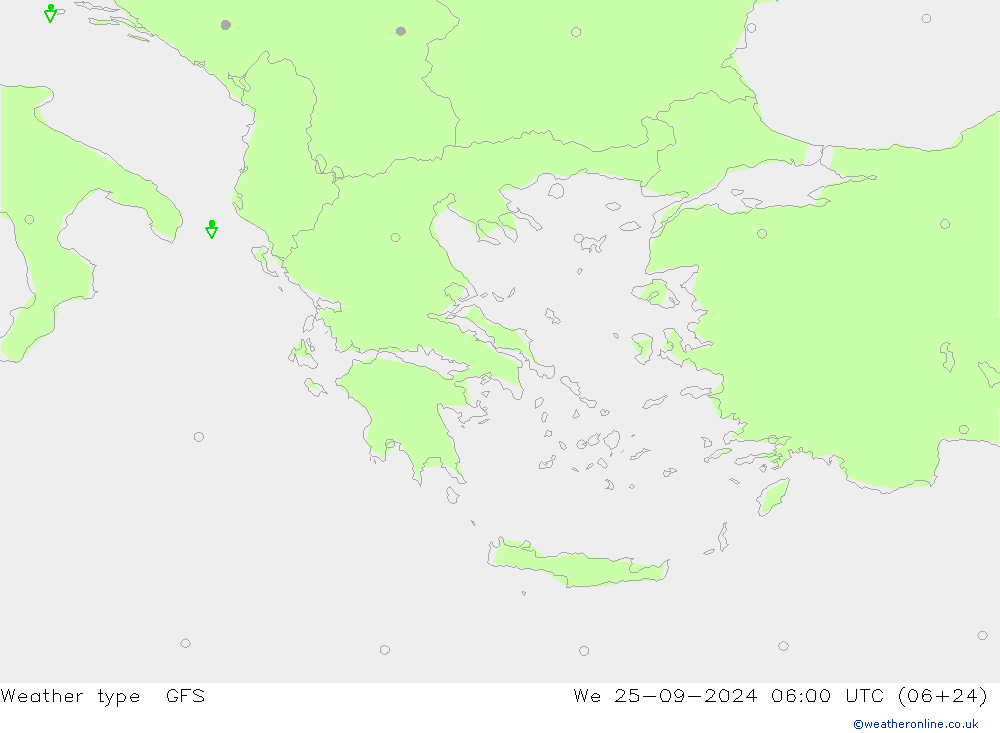 Type de précipitation GFS mer 25.09.2024 06 UTC