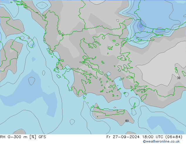 RH 0-300 m GFS Pá 27.09.2024 18 UTC