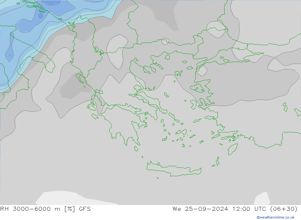 RH 3000-6000 m GFS Qua 25.09.2024 12 UTC