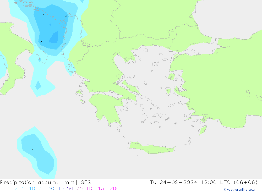 Precipitation accum. GFS Tu 24.09.2024 12 UTC