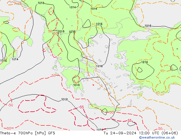 Theta-e 700hPa GFS wrzesień 2024