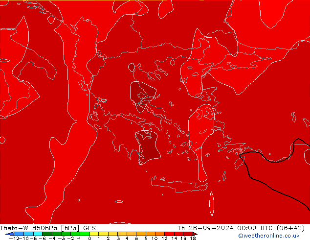 Theta-W 850hPa GFS jeu 26.09.2024 00 UTC