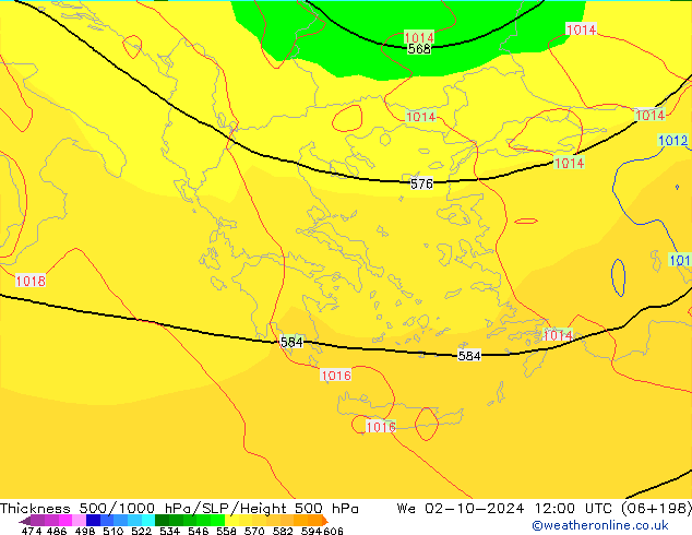 Thck 500-1000hPa GFS  02.10.2024 12 UTC