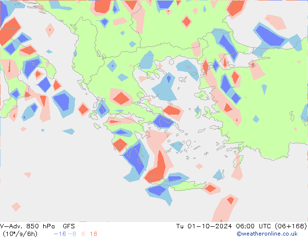 V-Adv. 850 hPa GFS Tu 01.10.2024 06 UTC