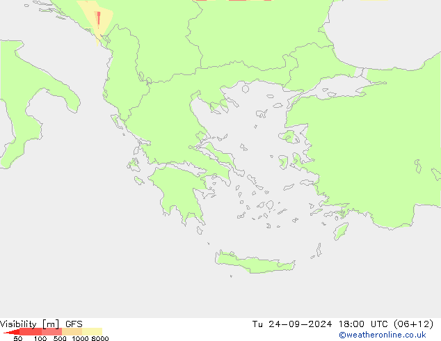 Dohlednost GFS Út 24.09.2024 18 UTC