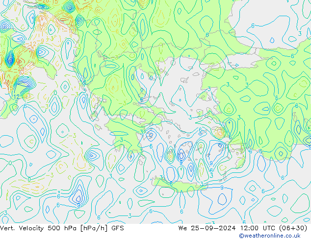 Vert. Velocity 500 hPa GFS śro. 25.09.2024 12 UTC