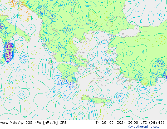 Vert. Velocity 925 hPa GFS jue 26.09.2024 06 UTC