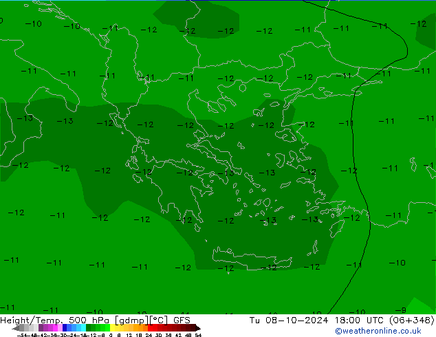 Z500/Rain (+SLP)/Z850 GFS  08.10.2024 18 UTC