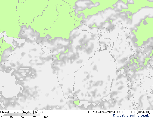 Nuages (élevé) GFS mar 24.09.2024 06 UTC