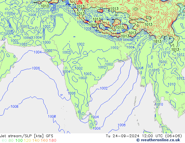 Jet stream/SLP GFS Tu 24.09.2024 12 UTC