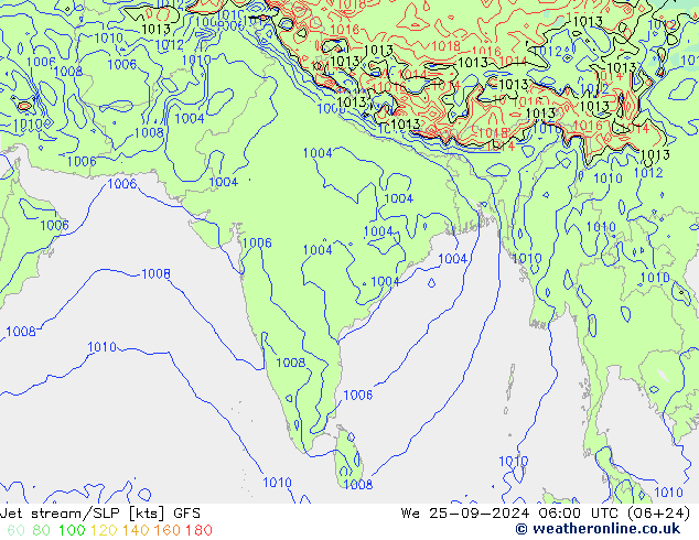 Jet stream/SLP GFS We 25.09.2024 06 UTC