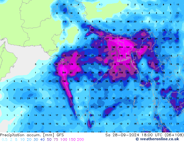 Precipitation accum. GFS So 28.09.2024 18 UTC