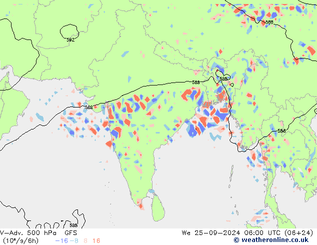 V-Adv. 500 hPa GFS mer 25.09.2024 06 UTC