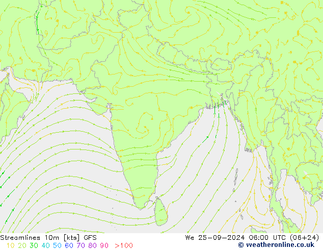 Rüzgar 10m GFS Çar 25.09.2024 06 UTC