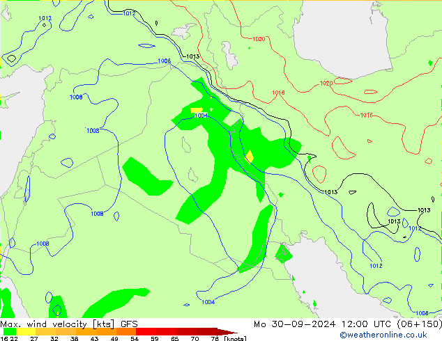 Max. wind snelheid GFS ma 30.09.2024 12 UTC