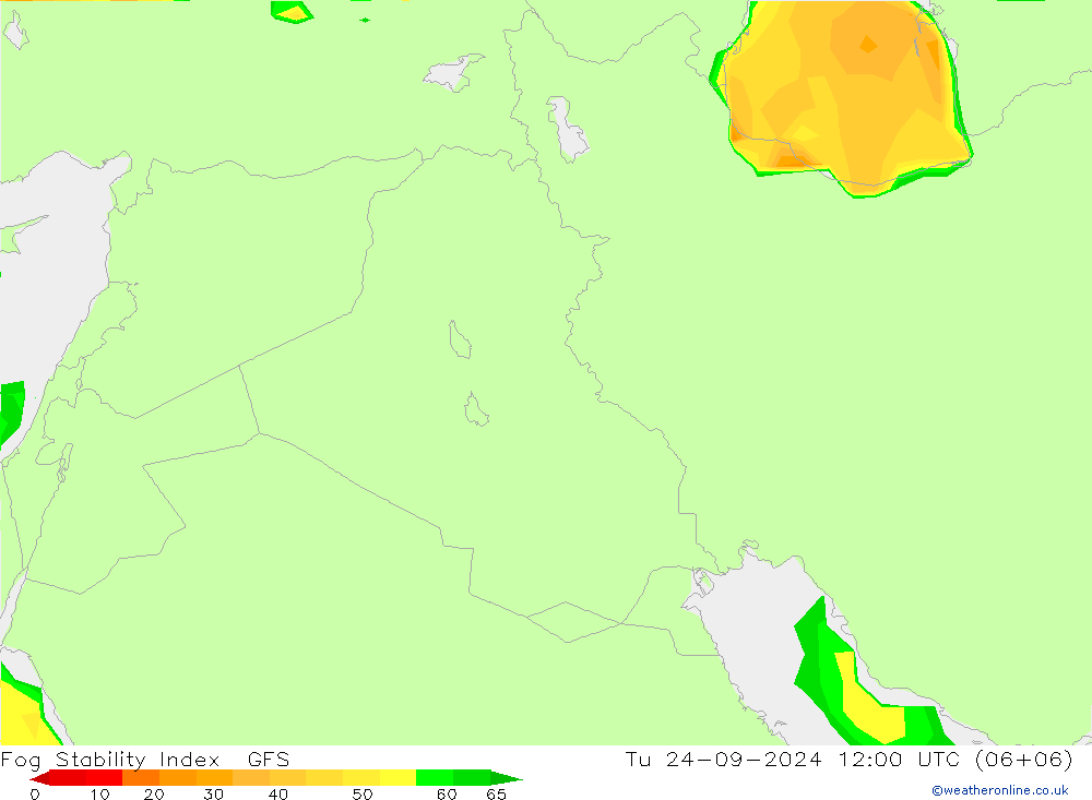 Fog Stability Index GFS di 24.09.2024 12 UTC