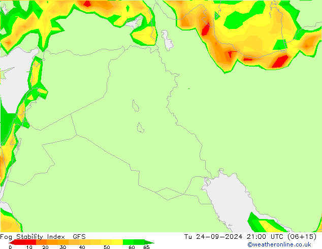 Fog Stability Index GFS Tu 24.09.2024 21 UTC