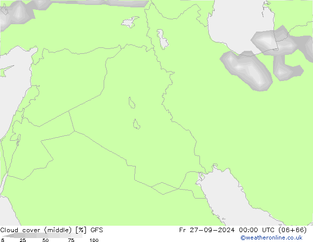 Cloud cover (middle) GFS Fr 27.09.2024 00 UTC