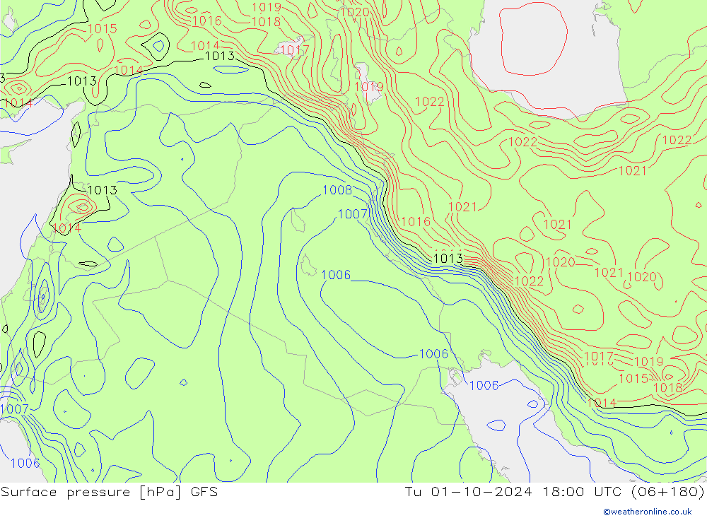 Luchtdruk (Grond) GFS di 01.10.2024 18 UTC