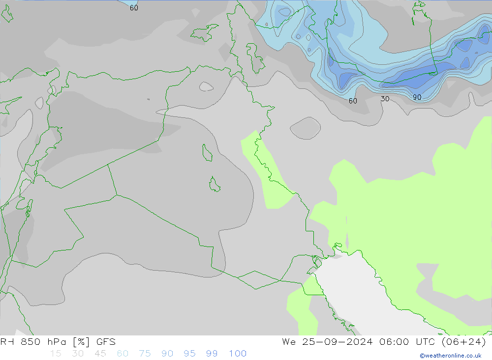 RH 850 hPa GFS St 25.09.2024 06 UTC