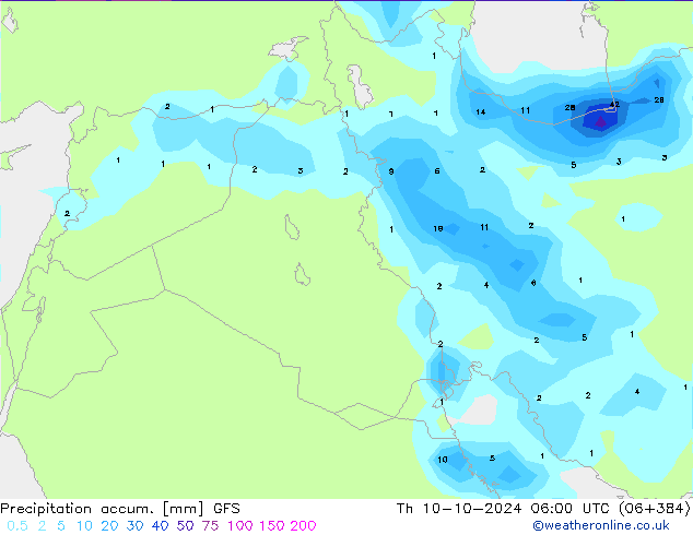 Toplam Yağış GFS Per 10.10.2024 06 UTC