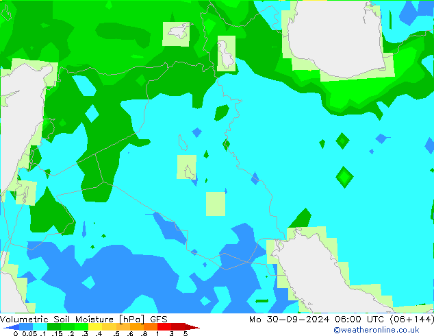 Volumetrisch bodemvocht GFS ma 30.09.2024 06 UTC