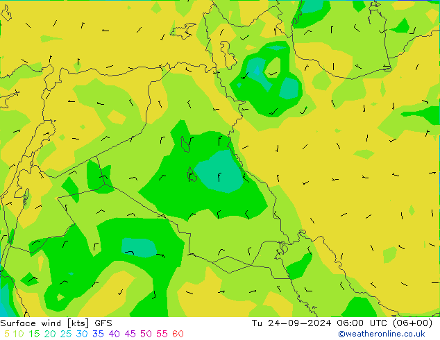 Viento 10 m GFS mar 24.09.2024 06 UTC