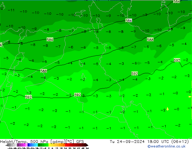 Z500/Rain (+SLP)/Z850 GFS Tu 24.09.2024 18 UTC