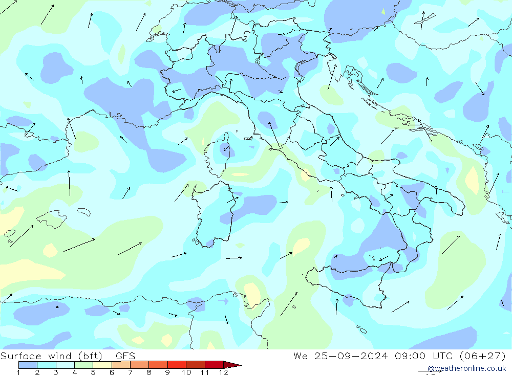 Vento 10 m (bft) GFS Setembro 2024