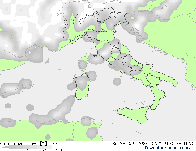 nuvens (baixo) GFS Sáb 28.09.2024 00 UTC