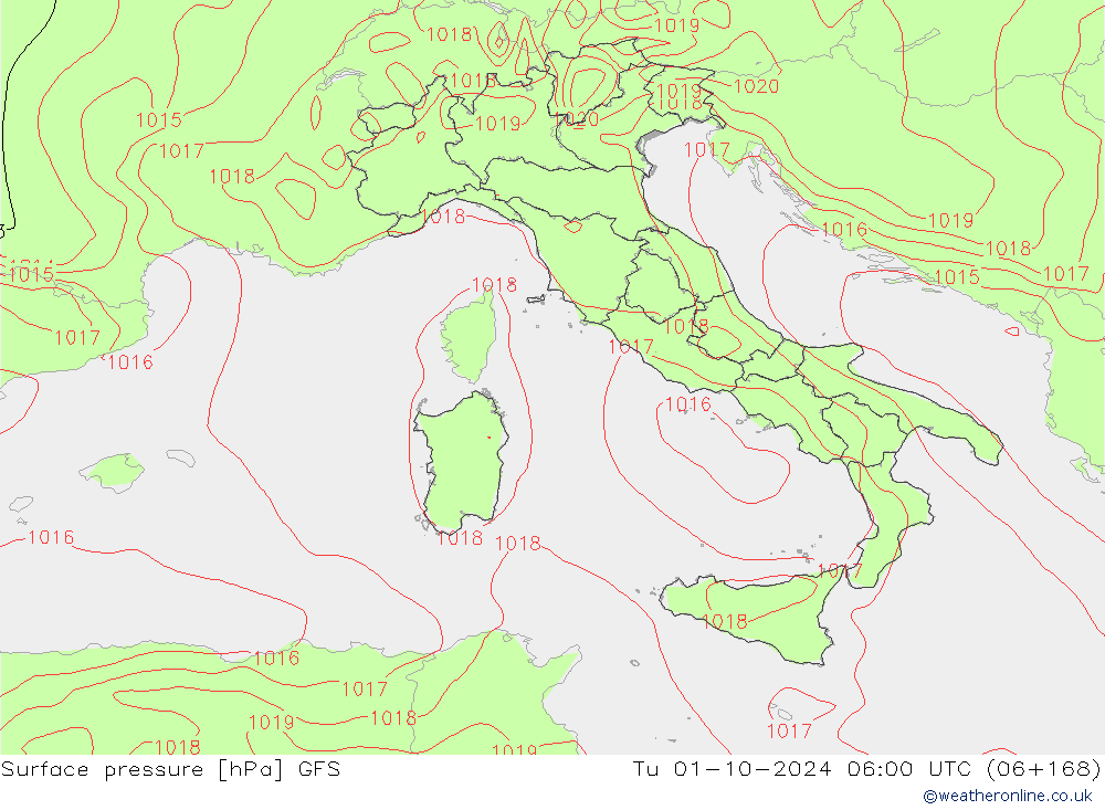 Bodendruck GFS Di 01.10.2024 06 UTC