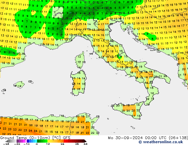 Ground Temp (0-10cm) GFS Po 30.09.2024 00 UTC