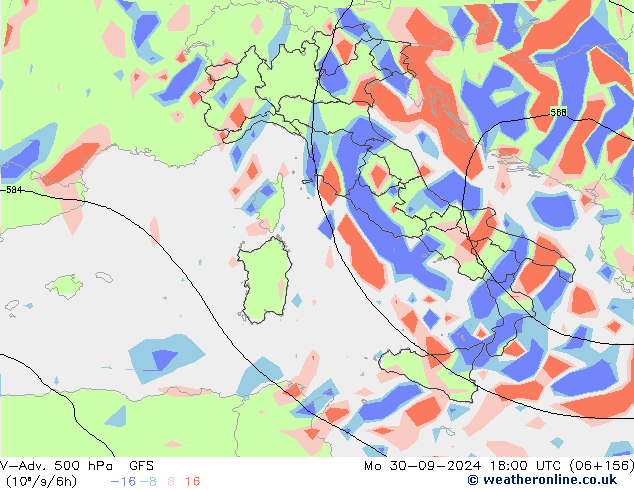 V-Adv. 500 hPa GFS  30.09.2024 18 UTC