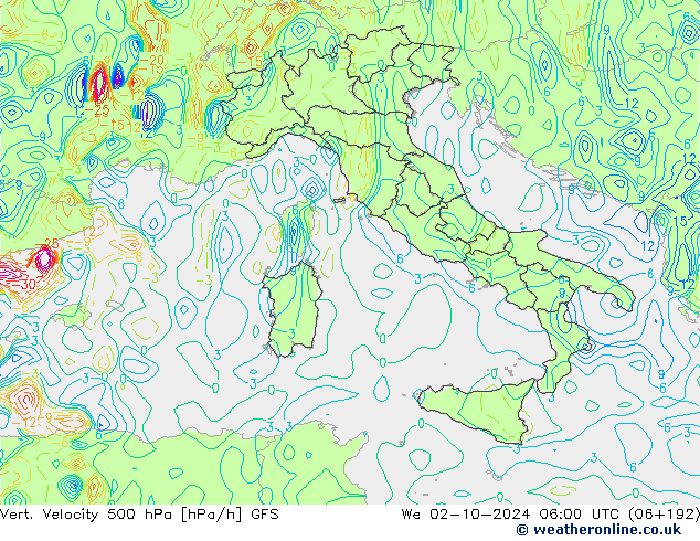 Vert. Velocity 500 hPa GFS We 02.10.2024 06 UTC