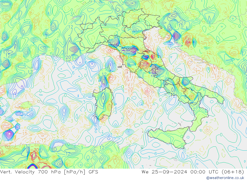 Vert. Velocity 700 hPa GFS  25.09.2024 00 UTC