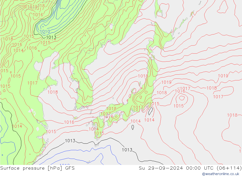 Surface pressure GFS Su 29.09.2024 00 UTC