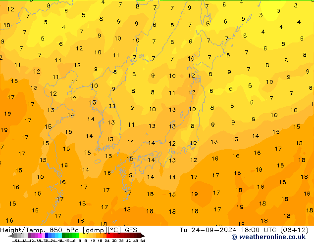 Z500/Regen(+SLP)/Z850 GFS di 24.09.2024 18 UTC