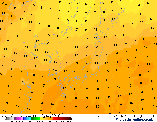 Z500/Rain (+SLP)/Z850 GFS Fr 27.09.2024 00 UTC