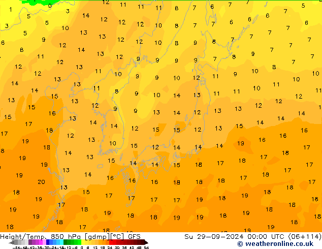 Z500/Rain (+SLP)/Z850 GFS  29.09.2024 00 UTC