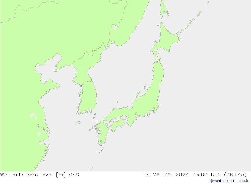 Wet bulb zero level GFS Th 26.09.2024 03 UTC