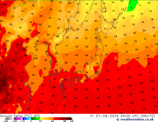 temp. mín./solo GFS Sex 27.09.2024 06 UTC