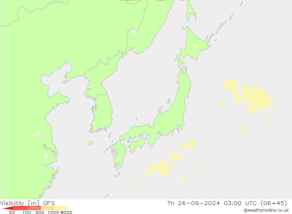 Dohlednost GFS Čt 26.09.2024 03 UTC