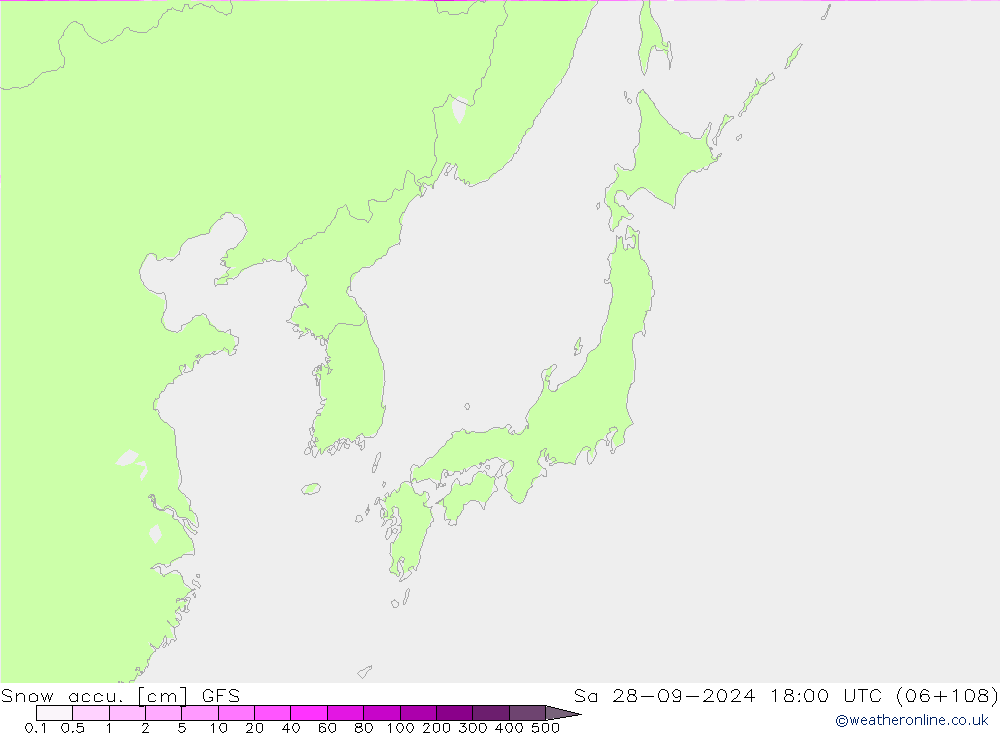 Snow accu. GFS so. 28.09.2024 18 UTC