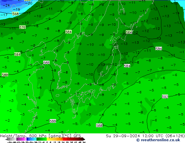 Height/Temp. 500 hPa GFS So 29.09.2024 12 UTC