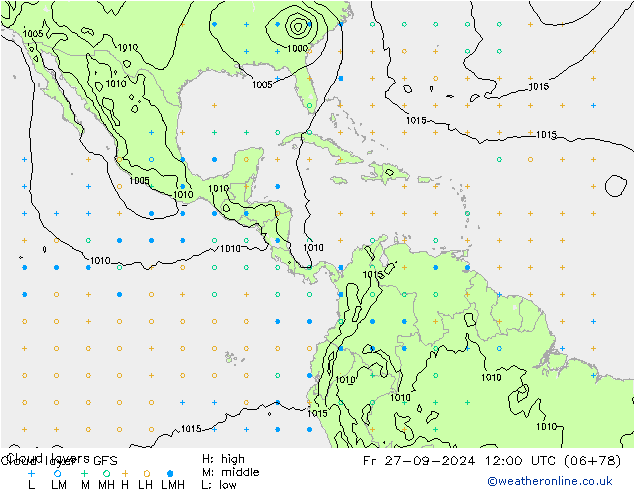 Chmura warstwa GFS pt. 27.09.2024 12 UTC