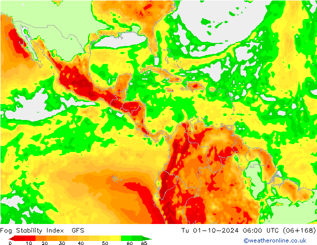 Fog Stability Index GFS mar 01.10.2024 06 UTC