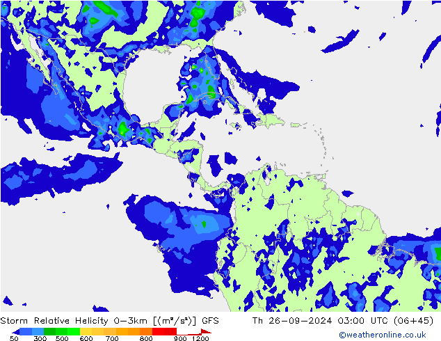 Storm Relative Helicity GFS jeu 26.09.2024 03 UTC